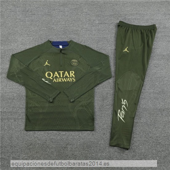 Nuevo Conjunto Completo Sudadera Jugadores Entrenamiento Niños Paris Saint Germain 23/24 Verde Baratas